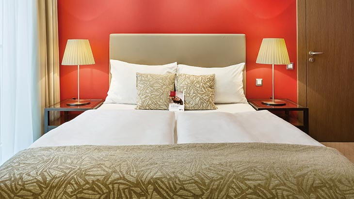 A superior bedroom in the Hotel Savoyen, Vienna, Austria